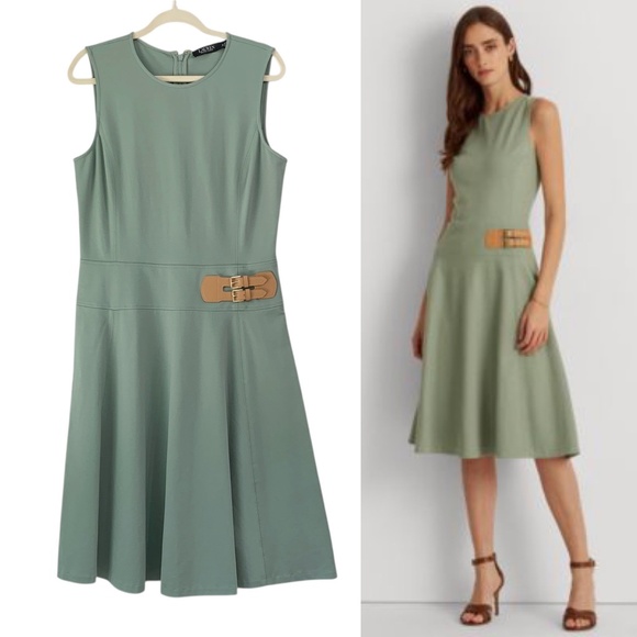Lauren Ralph Lauren Dresses & Skirts - Lauren Ralph Lauren Buckle-Trim Sleeveless Ponte Knit Dress Sz 12